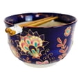 thumbnail image 5 of Mandala Floral Blossoms Purple Ramen Noodles Soup Large 6"D Bowl W/ Chopsticks, 5 of 7