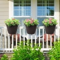 thumbnail image 7 of Aoodor Deck Railing Planter Boxes Set of 4, 12 Inch Rattan Pattern Round Outdoor Planters with Adjustable Brackets for Patio, Balcony, Fence, Brown, 7 of 7