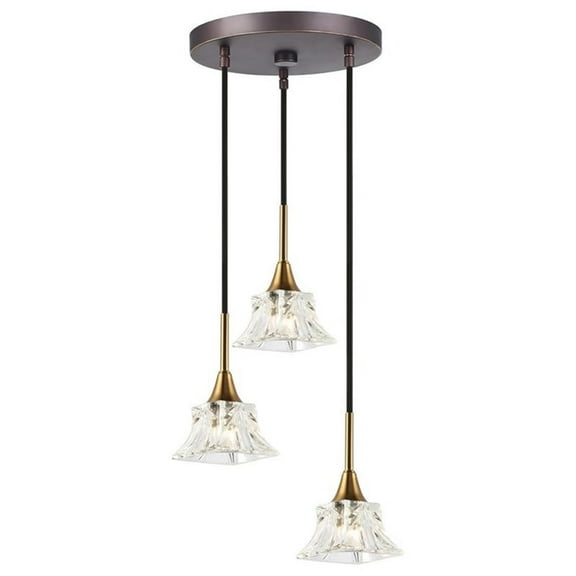 Woodbridge Lighting Christina 3-Light Metal Pendant in Brass/Bronze