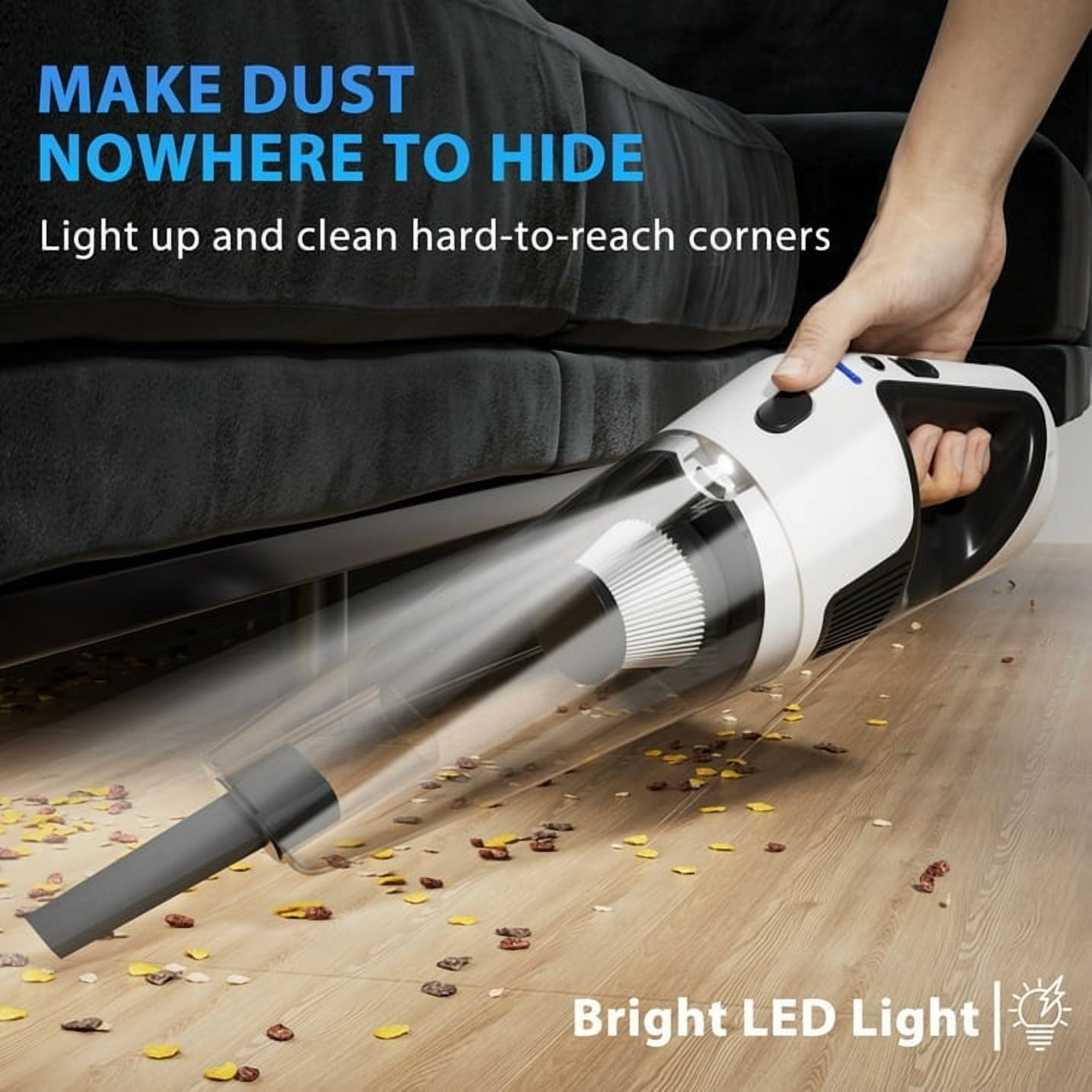 NEXPOW Cordless Handheld Vacuum, 10000Pa Wet Dry Car Vacuum Cleaner, 50Min Runtime 7800mAh, LED Light & Charger, 1.9lb Lightweight for Home Car Pet Hair