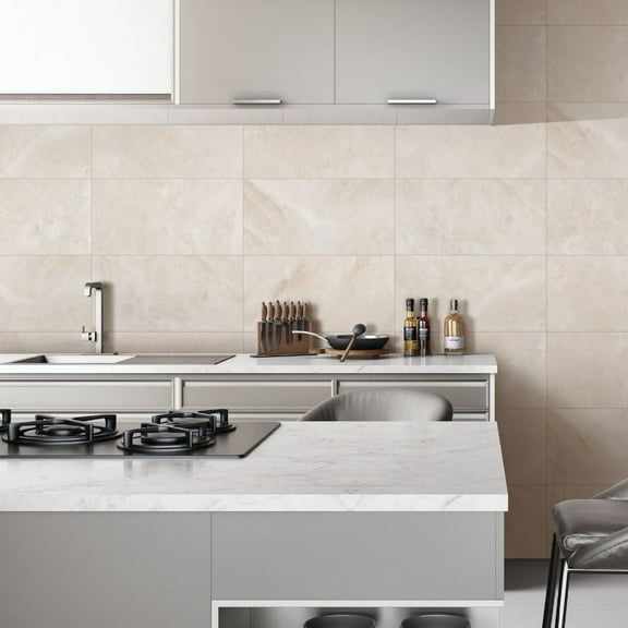 The Tile Life Nimbus Crema Polished Porcelain Floor & Wall Tile, 4 x 4 in, 1-Piece Sample