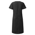 thumbnail image 5 of ELFINDEA Dresses for Women 2024 Plus Size Dresses Casual Solid Color Short-sleeve O-neck Stitching Loose Pocket Cotton Linen Black M, 5 of 5