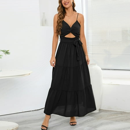 

BUIgtTklOP Dresses For Women 2023 Women s Summer Sexy Bra Strap Large Comfortable Casual Sunshine Solid Color Skirt