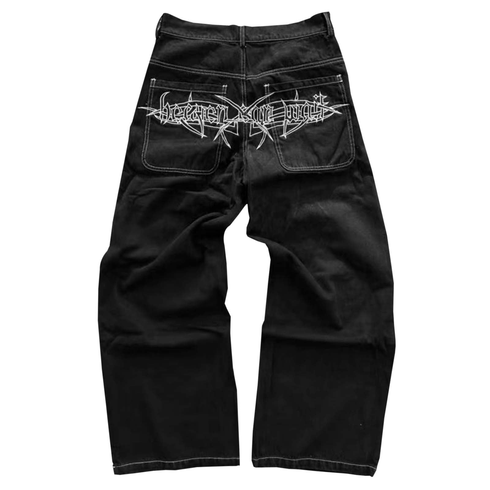 Mens Stacked Jeans Slim Fit Ripped Jeans Destroyed Straight Leg