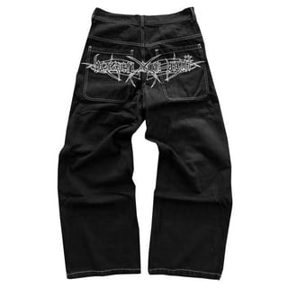 Skull Jeans 黒 ピーコート Jnco Jeans Est. 1985 Men's Black Embossed Flaming Skull