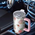 thumbnail image 4 of Vacuum Insulated 40oz Peach Tumblers with Lids Straws Peach Tumbler with Handle Flip Straw Lid Leak Proof Stainless Steel Travel Cup, 4 of 5
