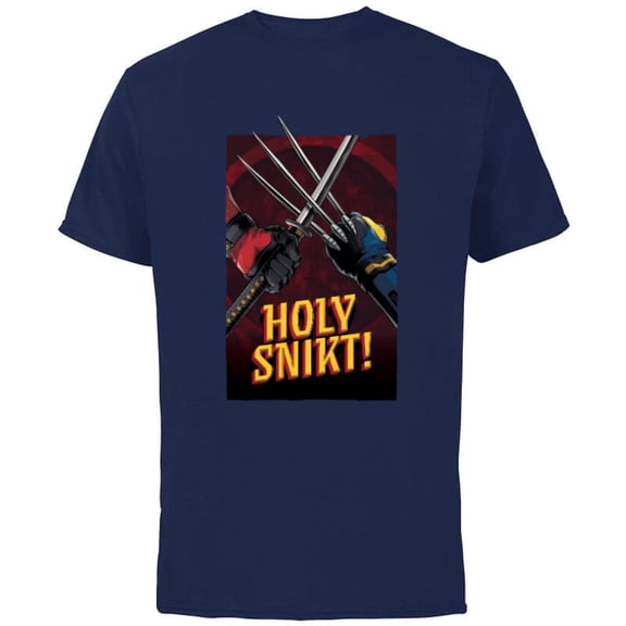 Marvel Studios Deadpool & Wolverine Claws Sword Holy Snikt!- Short Sleeve Cotton T-Shirt for Adults - Customized-Navy