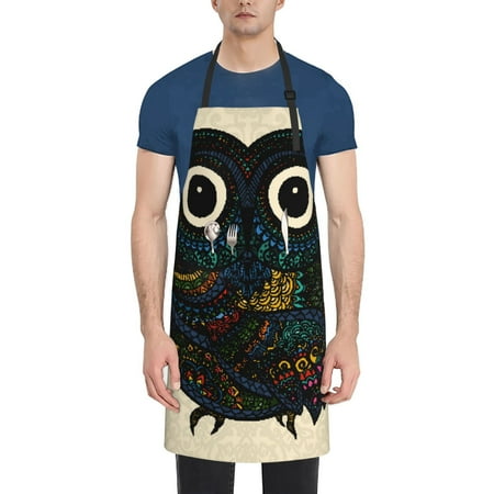 

Vsdgher Owl with Mandala Waterproof Apron with 2 Pockets Kitchen Chef Aprons Bibs for Grooming Cooking Baking Painting Gardening