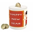 thumbnail image 1 of Chinese New Year Piggy Bank, Cheerful in Traditional Costumes Holding a Celebration Sign, Ceramic Coin Bank Money Box for Cash Saving, 3.6" X 3.2", Multicolor, by Ambesonne, 1 of 4