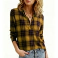thumbnail image 2 of Flannel Shirt Women Button Front V-Neck Pullover Plaid Shirts Christmas Casual Long Sleeve Fall Flannels Tops, 2 of 8