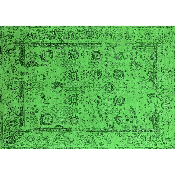Ahgly Company Indoor Rectangle Oriental Green Industrial Area Rugs, 4' x 6'