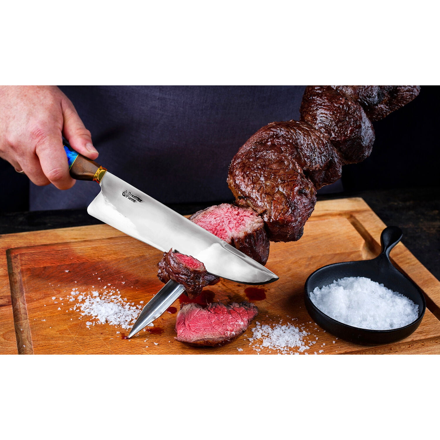 Brazilian Flame 10 Meat Cleaver Stainless Steel 3mm with Leather