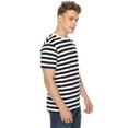 thumbnail image 4 of Uniexcosm Men Shirts Loose Fit T-Shirt Short/Long Sleeve Stripe Male Tops, 4 of 6