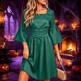 thumbnail image 2 of Dqueduo Women's Renaissance Dresses 2026, Cottagecore Medieval Witch Halloween Midi Dress, Long Sleeve Corset Lace-Up Waist Banquet Party Dress, 2 of 8