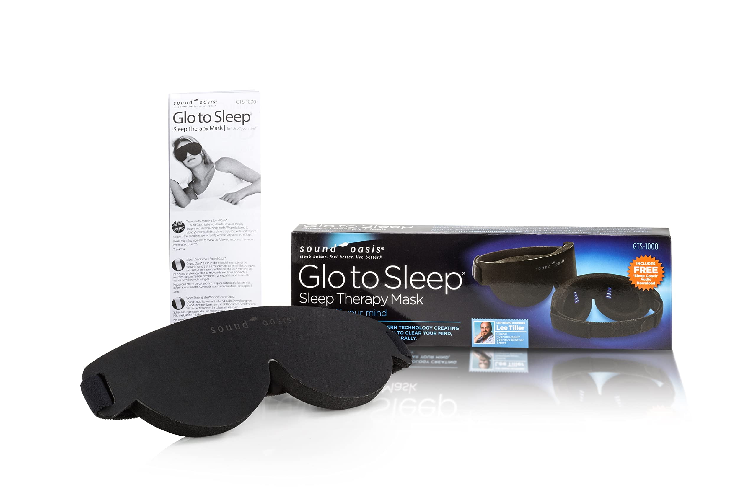 Sound Oasis - GTS-1000 Glo to Sleep Eye Mask, Night-time Adult Sleep Aid for Men and Women, Tranquil Deep REM Sleep, Relaxation Zen Therapy, Contoured Hypoallergenic Material