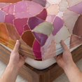 thumbnail image 3 of King Size Fitted Sheet Set - Pink Purple Geometric 3 Piece Bedding Sets 16" Deep Pocket Fitted Sheet with 2 Pillowcases, Farmhouse Stained Glass Abstract Art Brushed Microfiber Hotel Bed Sheets, 3 of 9