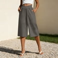 thumbnail image 5 of Scyoekwg Capris Pants for Women Comfy Casual Cotton Linen Elastic Waist Straight Leg Pants With Pockets Ladies Sweatpants Loose Solid Color Pant Dark Gray,M, 5 of 6
