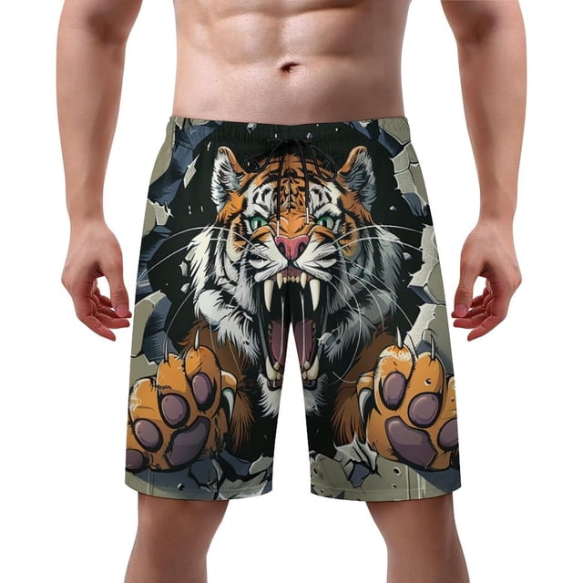 NICKSUN Men's Swim Trunks, Cute Print Quick Dry Summer Board Beach Shorts with Mesh Lining and Pockets