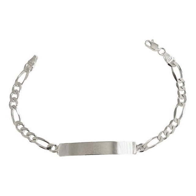 JOYARIS Esclava Hombre Pulsera Fígaro Plata 925 Placa Lisa 6 Mm Talla Largo/Ancho: 20 cm x 6 mm PT-0000320