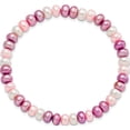 thumbnail image 4 of Fashion 6-7mm White/Lavender/Pink Freshwater Cultured Pearl Stretch Bracelet Made In China qh4908, 4 of 5