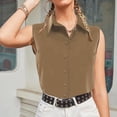 thumbnail image 6 of MESSUEN Sleeveless Tops Loose Tank Tops V-neck Raglan Women's Sleeveless Button Down Shirts Casual Work Blouses Solid Loose V Neck Tank Tops Basic Crop Top Women Shirt Coffee S, 6 of 8