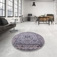 thumbnail image 4 of Ahgly Company Machine Washable Indoor Round Industrial Modern Viola Purple Area Rugs, 3' Round, 4 of 7