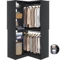 thumbnail image 4 of 36'' Corner Closet System - iSunirm Freestanding Corner Closet Organizer System with 2 Hanging Rods & 8 Storage Shelves, Built-in Garment Rack, for Bedroom/Closet, 36"W x 16"D x 80"H, Black, 4 of 7