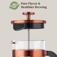 thumbnail image 2 of Press Coffee Maker 21oz 0.6 L  Single Serve Small Pot Heat Resistant Thickened Borosilicate Glass Stainless Steel Brewer Cold Brew Cafetera Teapot For Kitchen Travel Camping Copper, 2 of 9