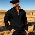 thumbnail image 3 of Homeyce 3/4 Zip Pullover Mens Casual Mock Neck Fleece Sweater Collar Long Sleeve Warm Pullover Fall Winter Fashion 2026 Loose Fit,Black XL, 3 of 5