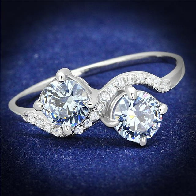 Alamode TS577-7 Bague en Argent Sterling 925 Rhodié pour Femmes avec Améthyste Claire de Grade AAA CZ - Taille 7