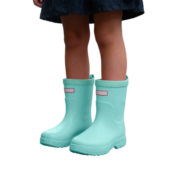FINALGANG Toddler Kids Boys Girls Waterproof Rain Boots Solid Color Lightweight Grippy Sole Boots For Outdoor Playing Rainy Day Activities Green 5-5.5 Years