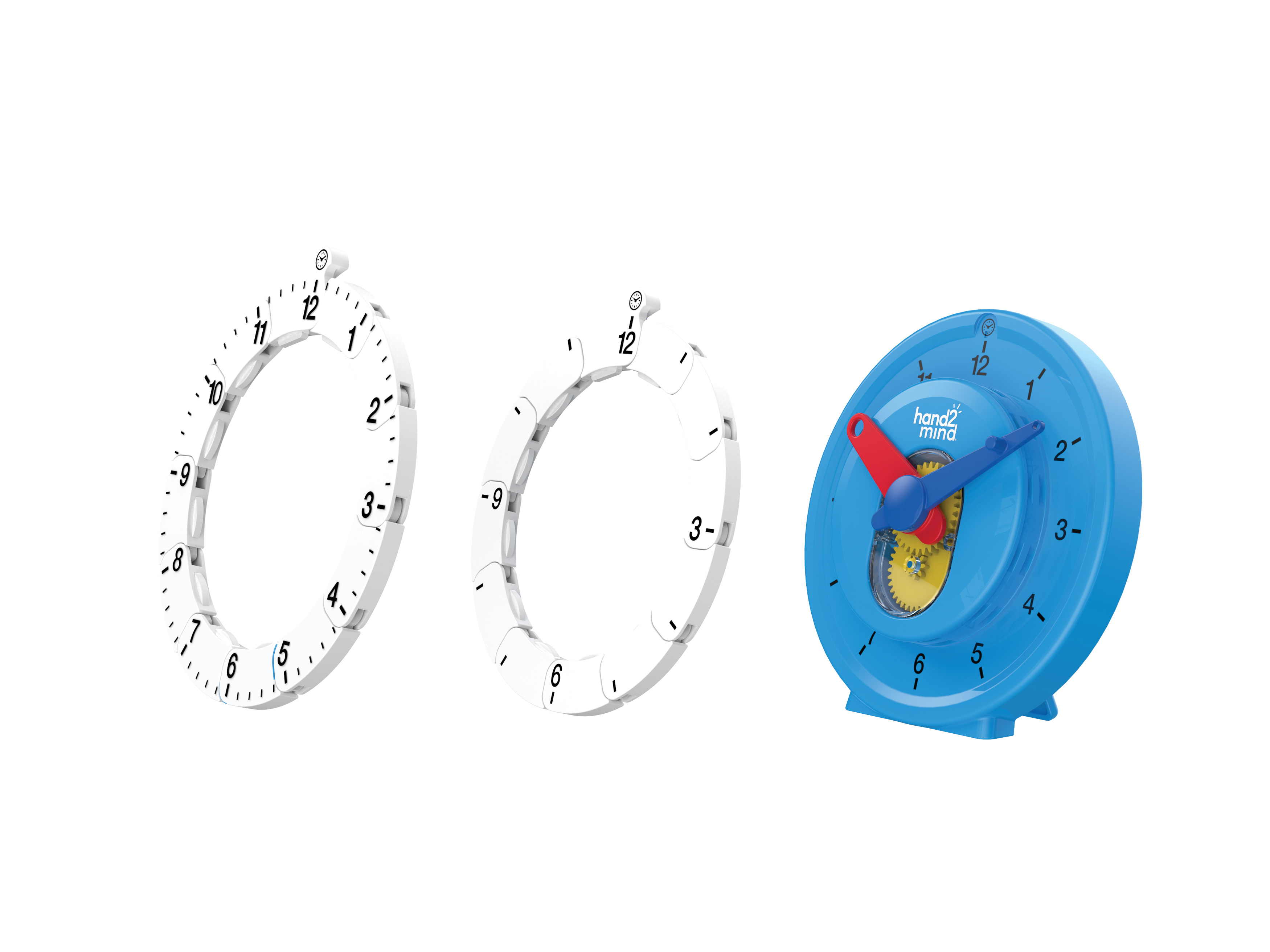 hand2mind Advanced NumberLine Clock, Telling Time Teaching Clock, Elapsed Time Clock, Analog Clock Learning for Kids, Middle School Clock Manipulatives, Teaching Time Classroom Clock (Set of 6)