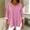 Pink, variant on Pumxq Roll Up 3/4 Sleeve Jean Tops for Women Vintage Washed V Neck Denim Shirts Side Slit Dressy Casual Loose Tunic Blouses Blue L