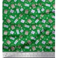 thumbnail image 1 of Soimoi Green Cotton Voile Fabric Candy Stick,Gift Box & Oranament Christmas Print Fabric by the Yard 56 Inch Wide, 1 of 3