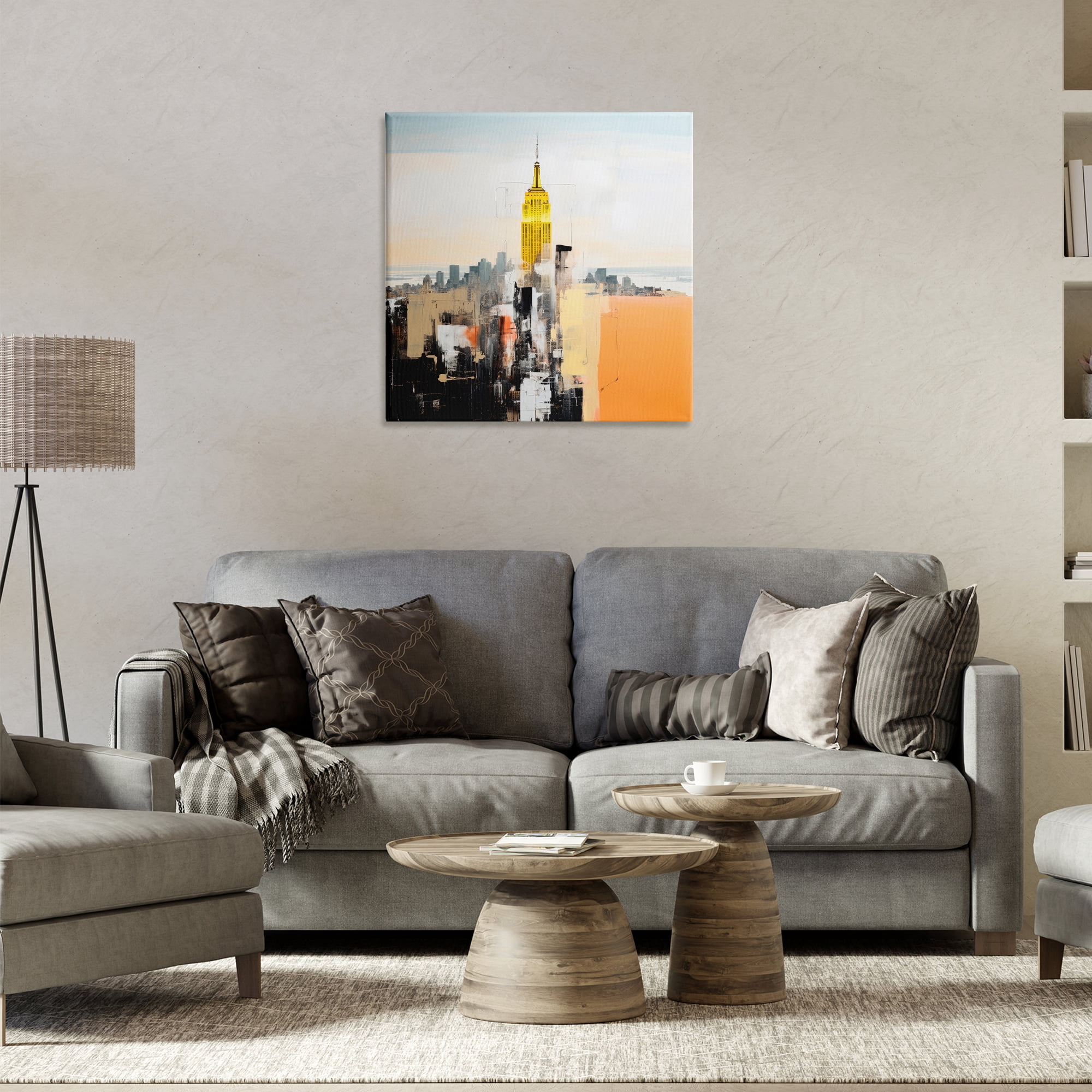 Stupell Industries Abstract Cityscape Tower Scenic & Cityscapes Painting Wrapped Canvas Art Print Wall Art, 24 x 24