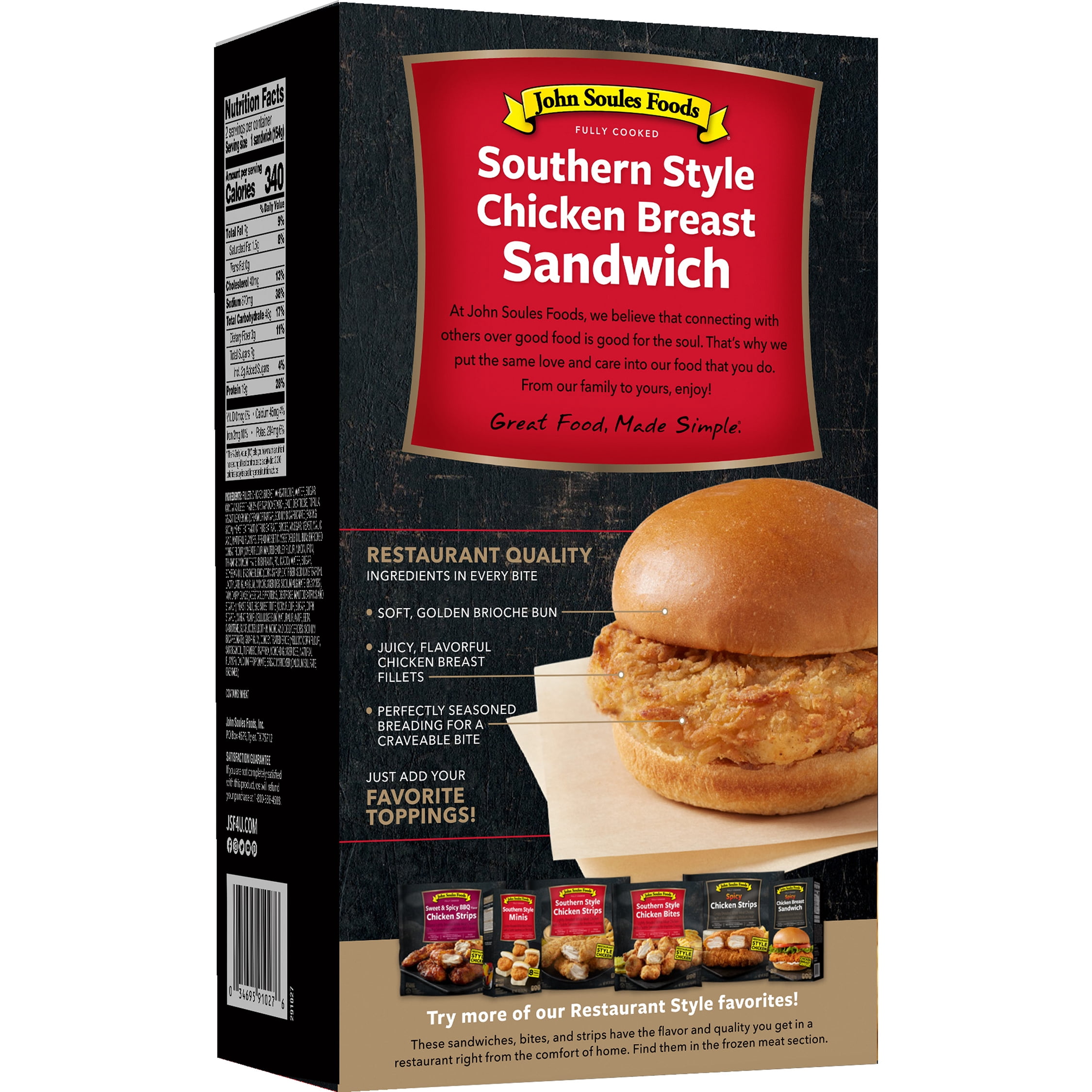 Soules Kitchen Fresh Southern Style Chicken Breast Sandwich, 2 pack, 11oz Serving Size 1 Sandwich