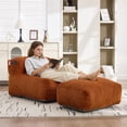 thumbnail image 3 of Big Bean Bag Chair for Adults, Memory Foam Lounger Sofa with Ottoman, Comfy Corduroy Beanbag for Living Room, Bedroom, Orange, 3 of 12