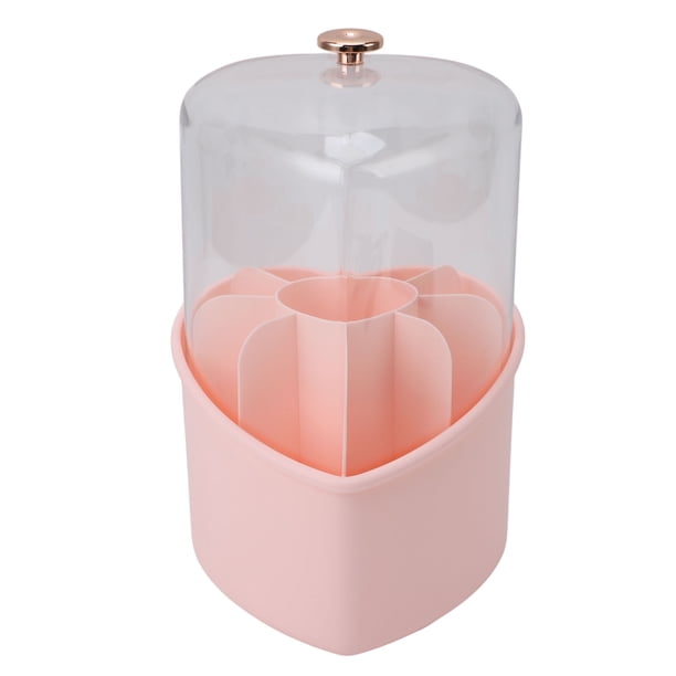 Soporte Para Brochas De Maquillaje En Forma De Corazón Con Tapa, Organizador De Cosméticos Giratorio 360 Para Tocador, Organizador Multifuncional Con Tapa Transparente, Para