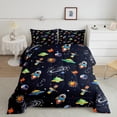 thumbnail image 2 of Erosebridal Cartoon Outer Space Bedding Queen Comforter Set, Galaxy Print Down Comforter, Black, Reversible 3-Piece, 2 of 7