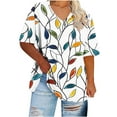 thumbnail image 4 of YOTAMI Womens V-Neck Tops Plus Size Floral Print Casual Blouses Summer Fashion Short Sleeve Loose Fit Graphic Tshirts White, 4 of 5