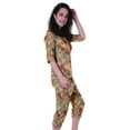 thumbnail image 5 of Moomaya Printed Cotton 3/4 Sleeve Shirt With Capri 2 Piece Nightwear Set Sleepwear For Womens, 5 of 7