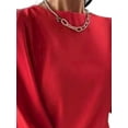 thumbnail image 3 of FASHIONWT Women Business Long Sleeve Crew Neck Blouse Cufflinks Lantern Shirts, 3 of 4