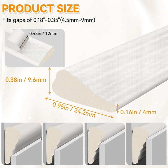 197" Wedge-Shaped Foam Window Seal Strip, Door Weather Stripping, Soundproof Front Door Frame Seal, Self-Adhesive Winter Insulation for Doors & Windows, Draft Stopper Gap Filler, White