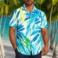 thumbnail image 2 of Stamzod Tropical Plam Printing Hawaiian Shirt for Men Summer Short Sleeve Button Down Vacation Tops Casual Loose Oversized Shirts Blue G XXL, 2 of 6