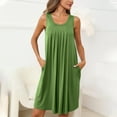 thumbnail image 4 of Npasoilc Summer Dresses For Women Casual Tank Dress Sleeveless Knee Length Pleated Front Crew Neck Sun Dresses Nightgown With Pockets Sleep Sleepwear Nightshirt, 4 of 9