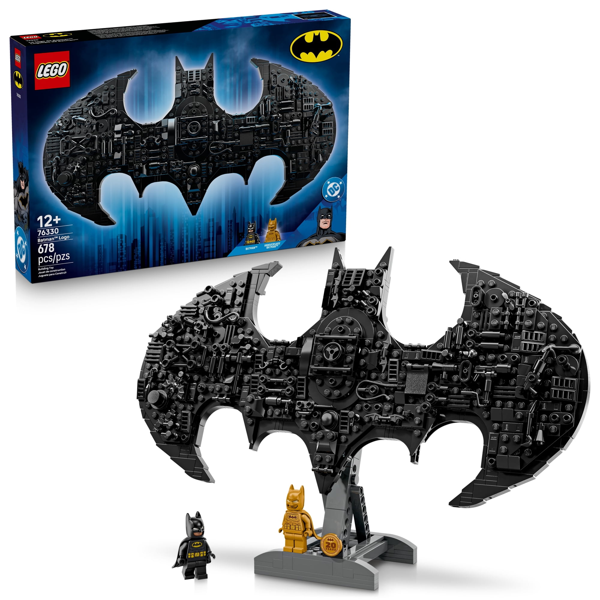 LEGO DC Batman: Batman Logo Building Toy - Super Hero Bedroom Decor for Kids, Boys & Girls, Ages 12+ - W/Classic & Golden Batman Minifigures - Gift Idea for Birthdays & Fans - 76330