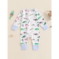 thumbnail image 6 of Newborn Baby Boy Girl Fall Winter Clothes Long Sleeve Fish Print Zipper Jumpsuit Romper Outfits 0-12M, 6 of 9