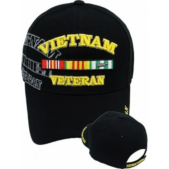 Vietnam Veteran Ribbons Shadow Mens Cap [Baseball Cap - Black - Adjustable]