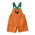 thumbnail image 4 of Girls Halloween Romper Jumpsuit Pumpkin Print Overalls Toddler Piece Outfit Long Sleeve Playsuit With Pockets, 4 of 5