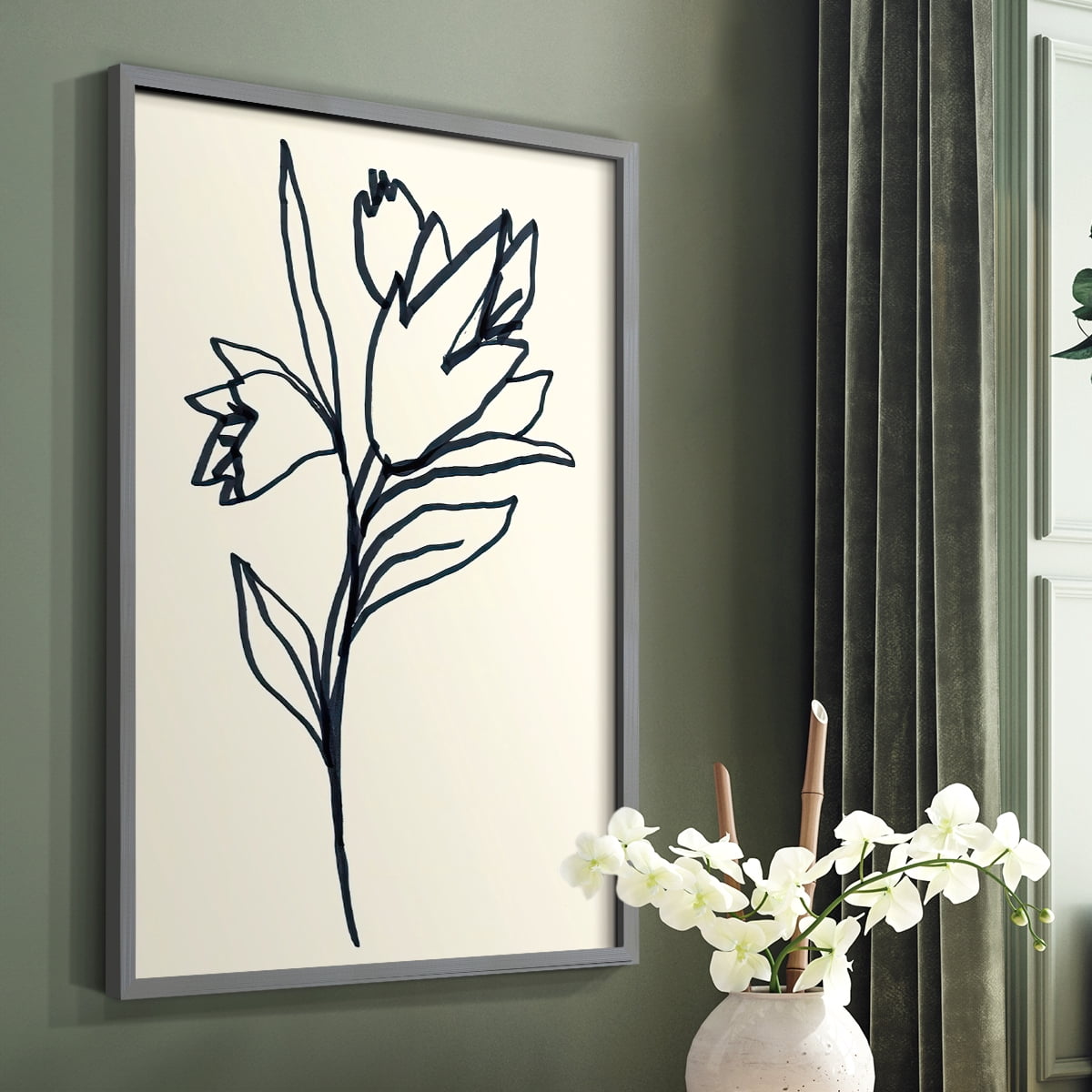 Floral Marker I in Paper Solid Wood 22 x 28 Framed Print